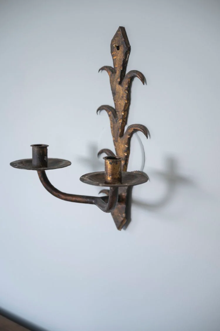 Pair Gilt Iron Candle Sconces