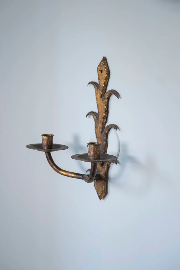 Pair Gilt Iron Candle Sconces