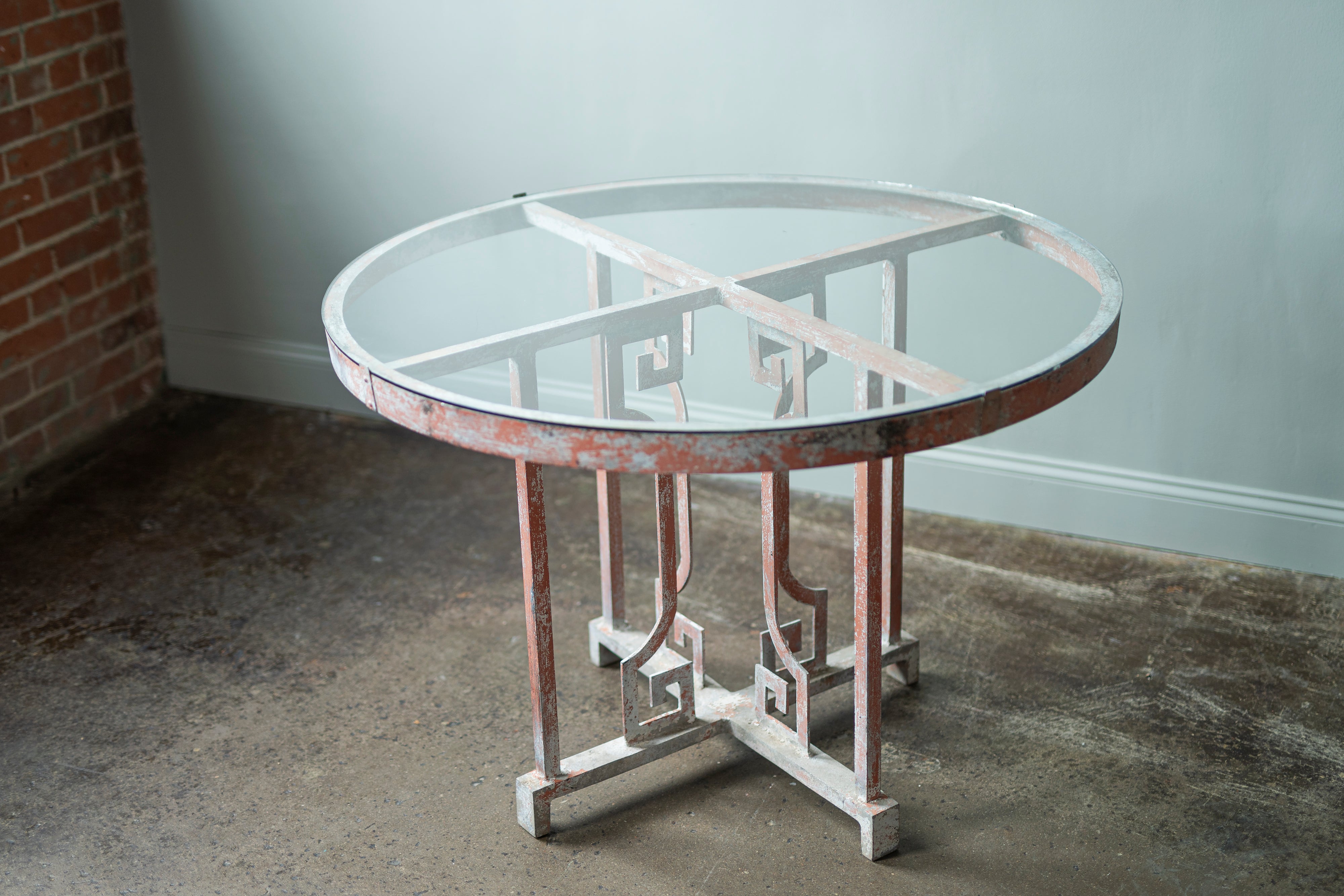 Round Metal and Glass Table