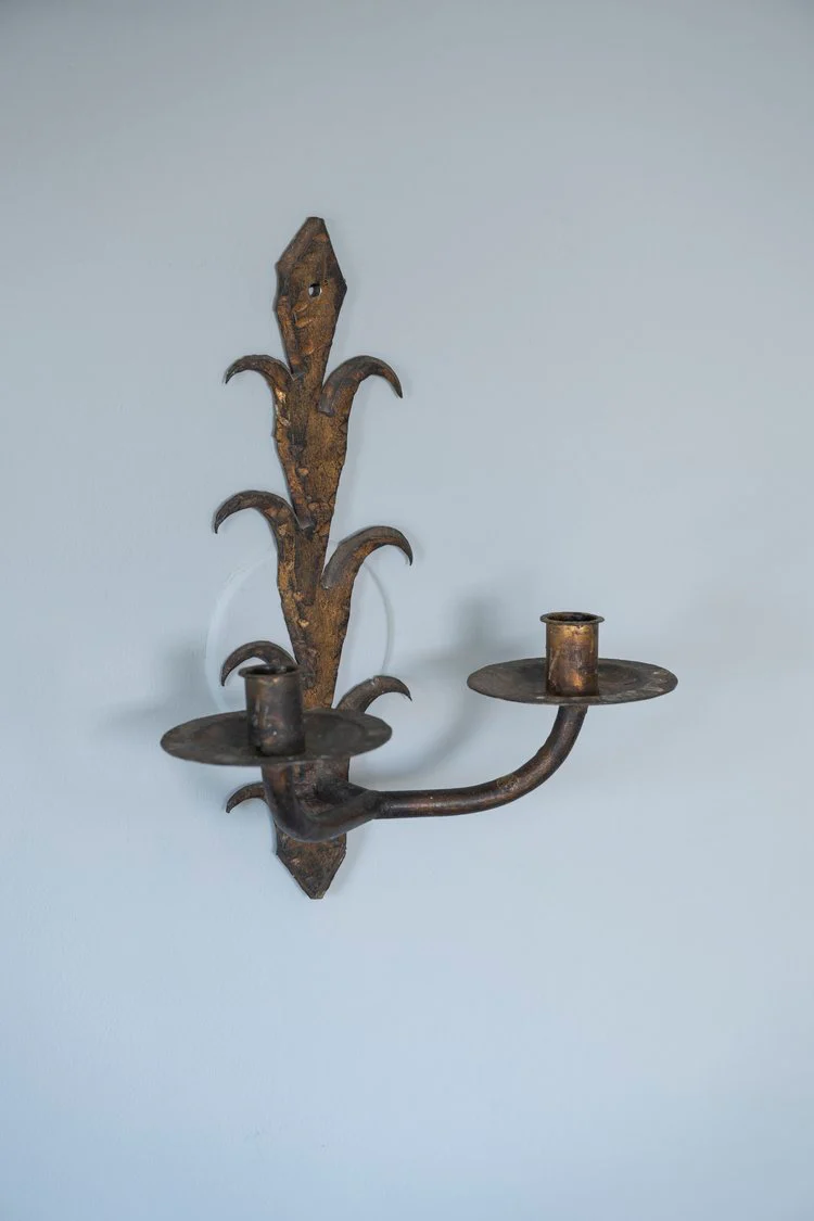 Pair Gilt Iron Candle Sconces